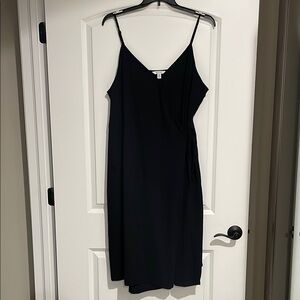 Nine West Black Midi Slip Dress with Spaghetti Straps for Cocktail